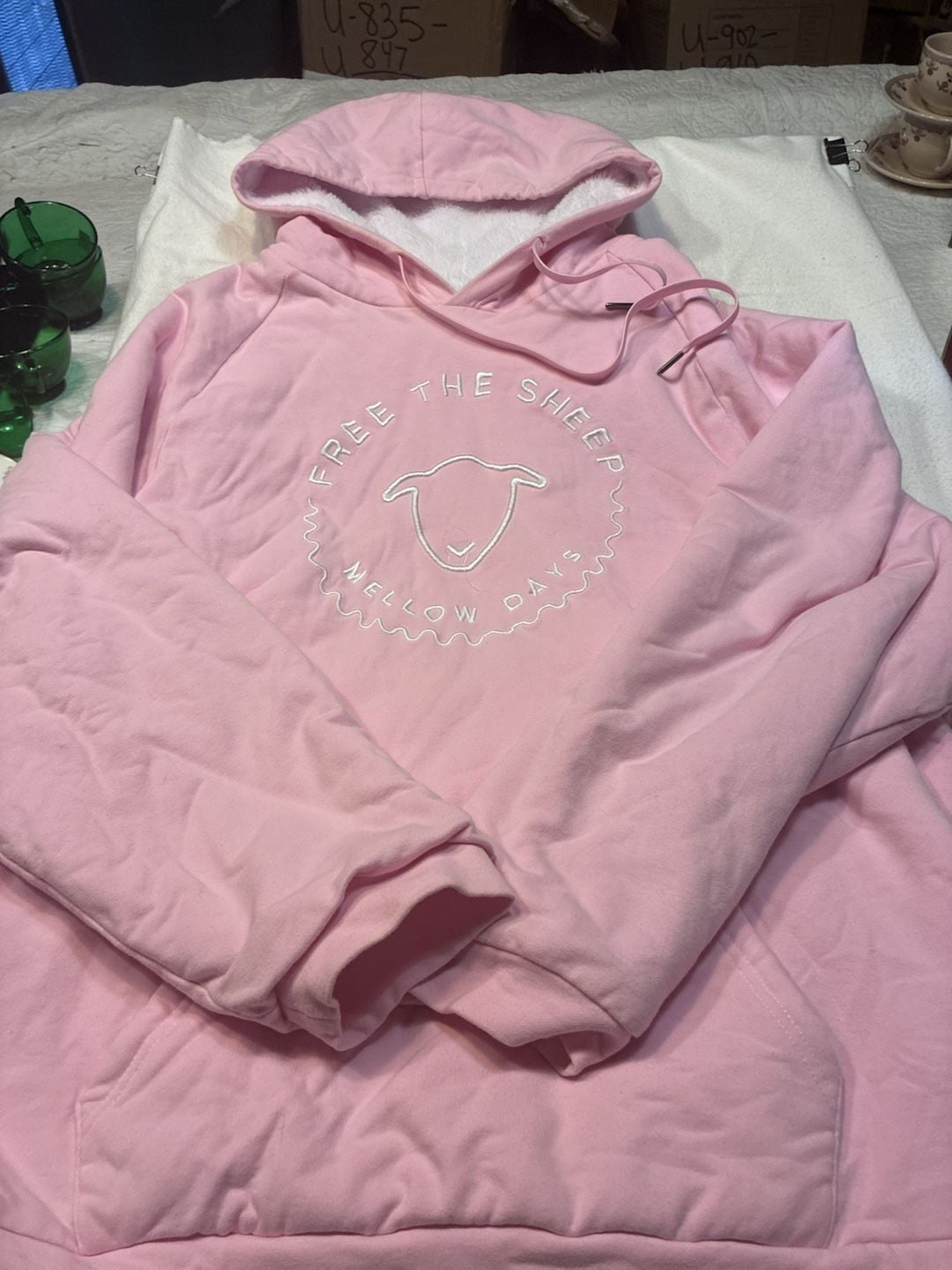 Freethesheep Mellow Days Pink Sherpa Lined Hoodie Xxl